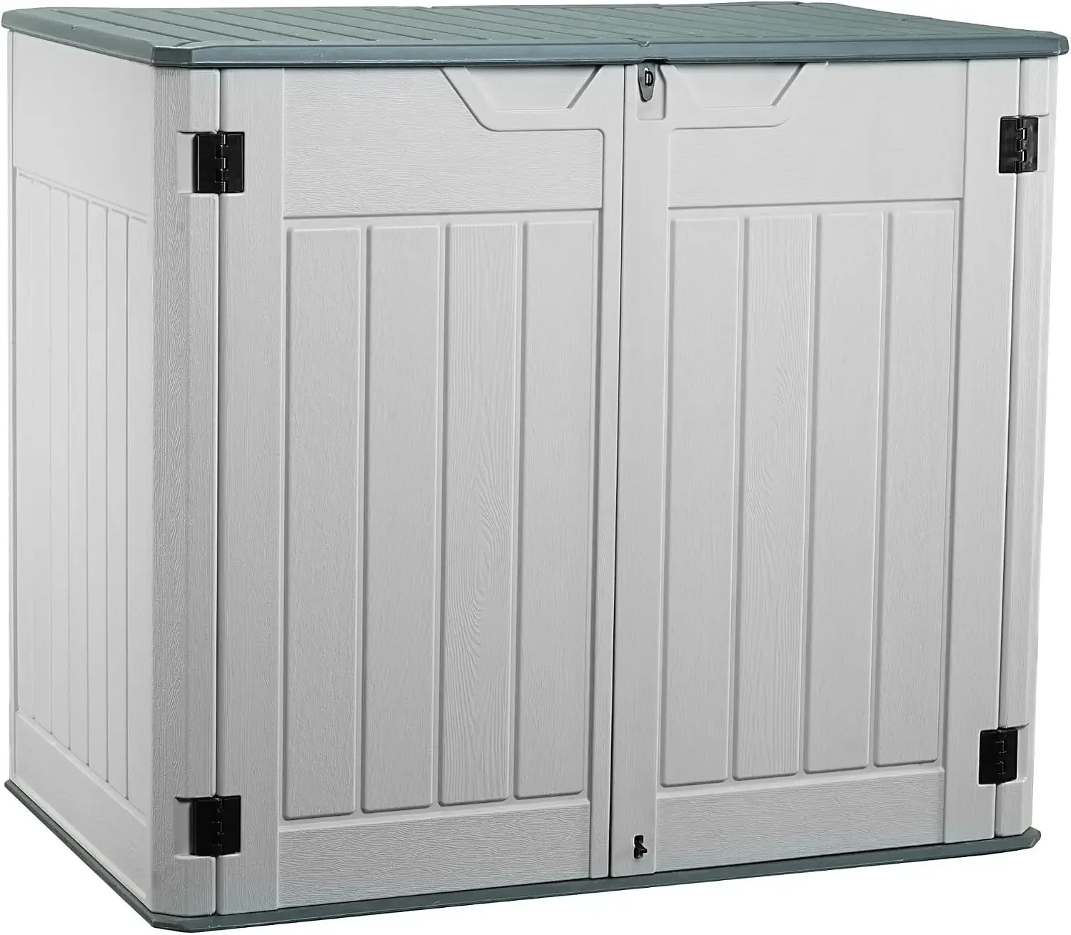 Horizontal Resin Storage Shed, 47 Cuft Garden Tool Sheds & Outdoor Storage, Outdoor Plastic Storage Cabinet Waterproof, 4.5 x 2.
