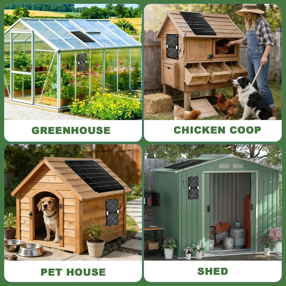 2PCS Solar Fan, Solar Powered  - огляд і ціна Greenhouse Circulation Fan Waterproof