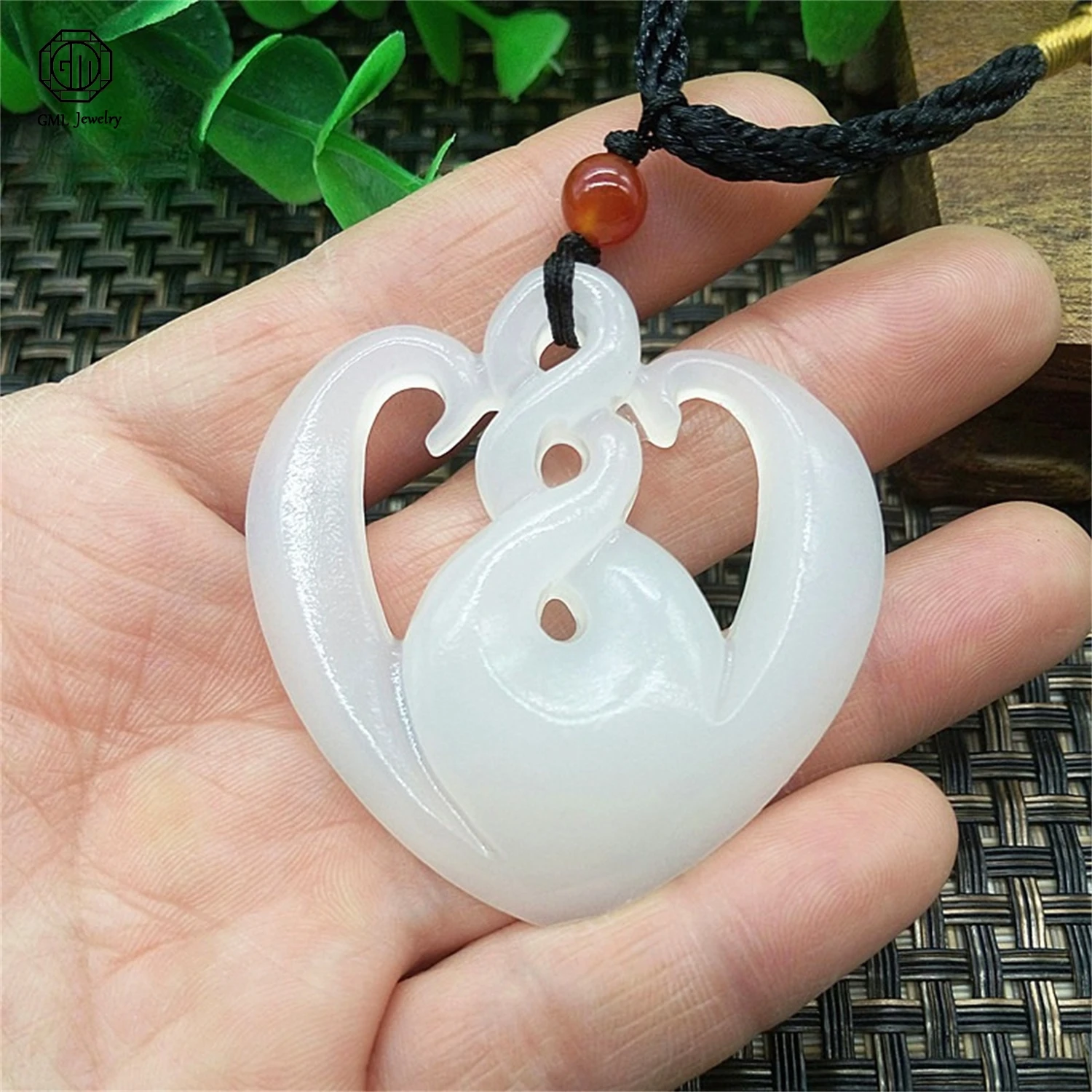 

Натуральный афганский белый нефрит: кулон в форме полого сердца с лотосом, талисман удачи и гармонии, парное унисекс-украшение, подвеска-ожерелье