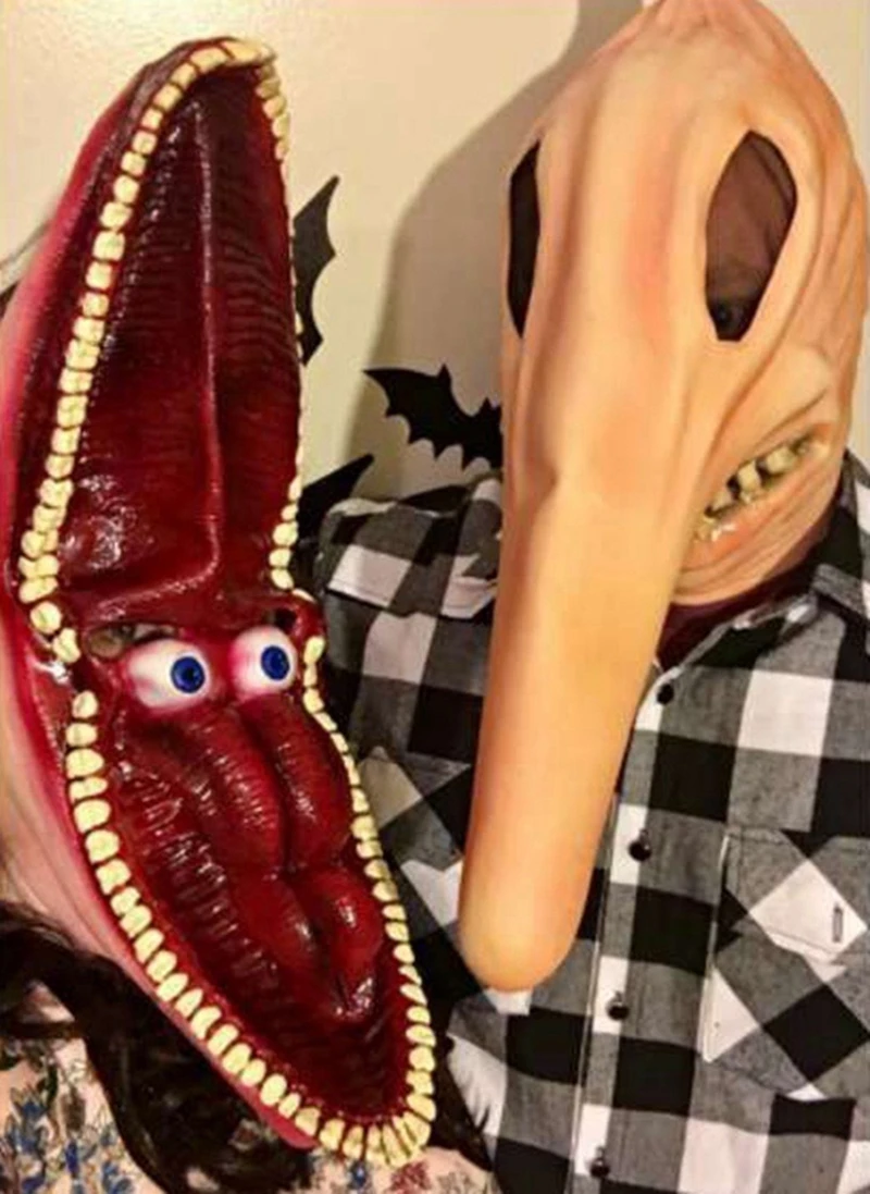 Evil Latex Mask Horror Long Nose Big Mouth Halloween Costume Party