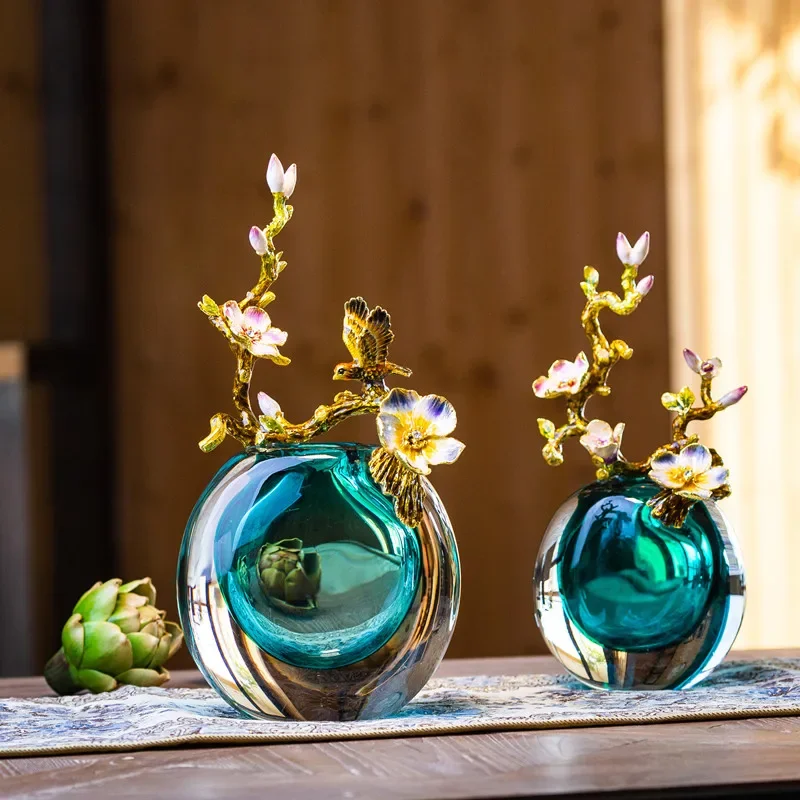 New Enamel Colored Glass Vases, Living Room Decorations, Handcrafted Creativity, Light Luxury Home Decoration Cabinets, Artworks