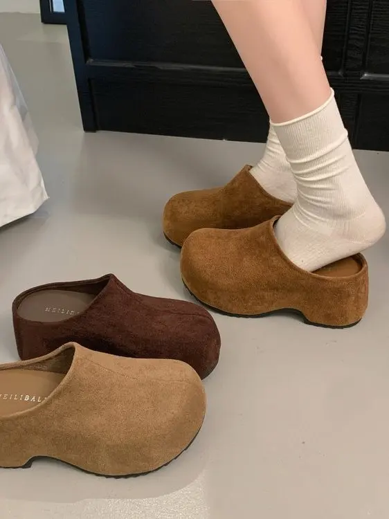 Women's Thick Bottom High Heel Sandals Slip-On Clog Shoes Waterproof Platform EVA Inner Rubber Outerwear Spring Autumn