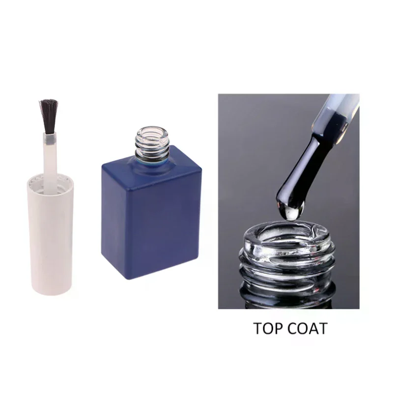 ขวดน้ำยาทาเล็บสีน้ำเงินเข้มขนาด 12 มล. พร้อมแปรง ขวดเปล่าสำหรับเติม ขวดกาว ขวดตัวอย่างขนาดเล็กสำหรับเจลทาเล็บ ขวดแก้ว