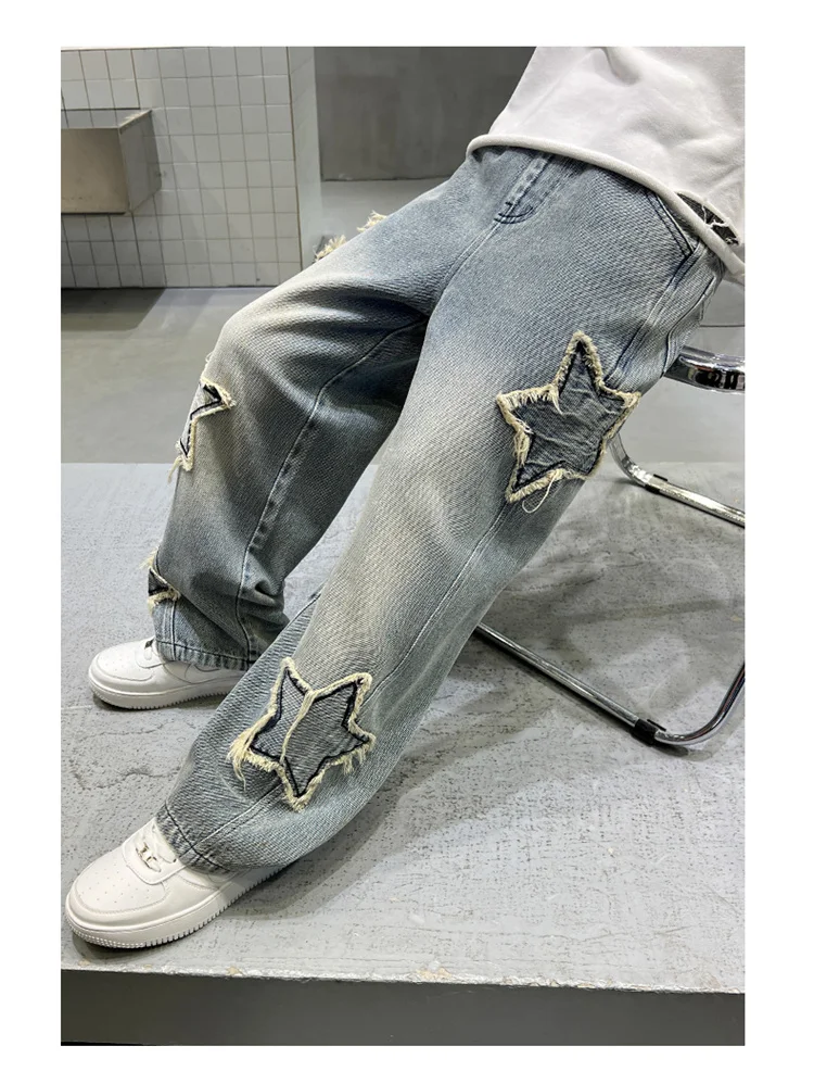Koreanische Kinder-Jungen-Freizeitjeans mit Fünf-Punkt-Stern-Print, Denim-Hosen für Kinder, Bestseller, Jeans mit elastischem Bund, für Kinder von 5 bis 14 Jahren – Detail 11