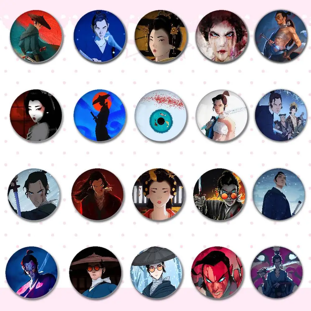 Blue Eye Samurai Anime Abzeichen Runde Brosche Niedliche Cartoon Idol Cosplay Abzeichen DIY Rucksack Kleidung Schmuck Pins
