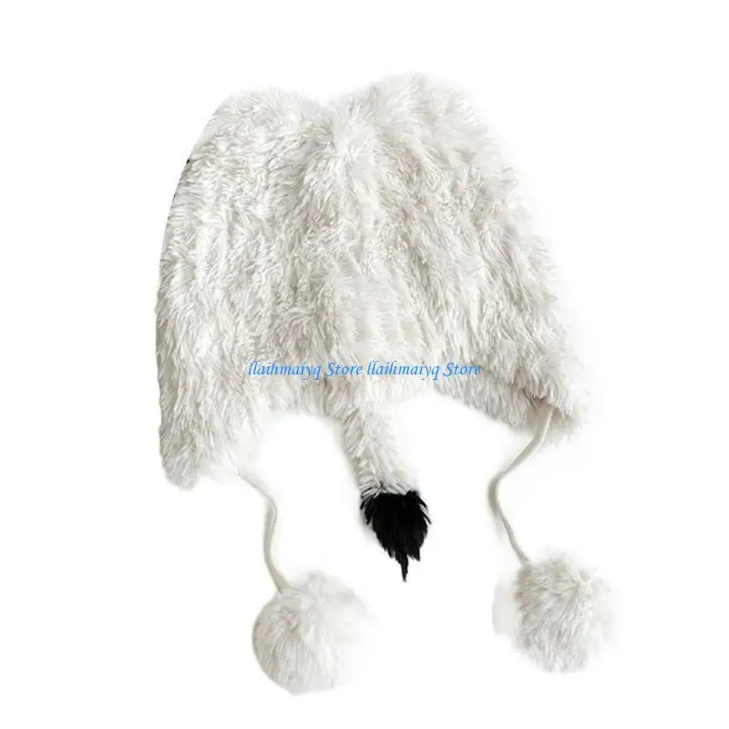 

573B Adult Children Furry Ears Winter Hat Kitten Hat New Year Halloween Party
