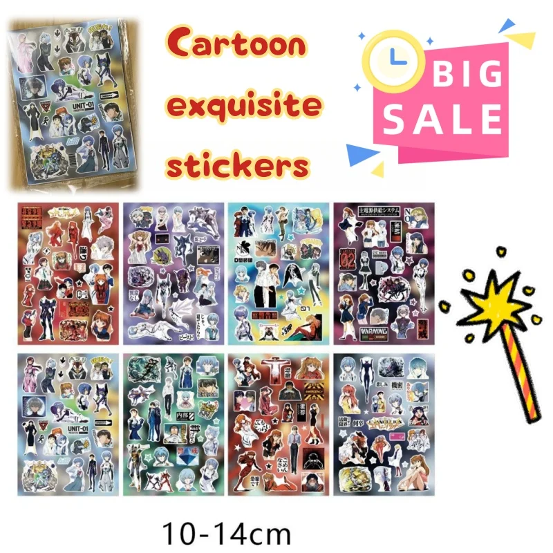 8 Stück New Century Gospel Warrior Aufkleber, heiß begehrte, explosive Anime-Sticker, super süße, wasserdichte, exquisite Sticker für Notizbücher