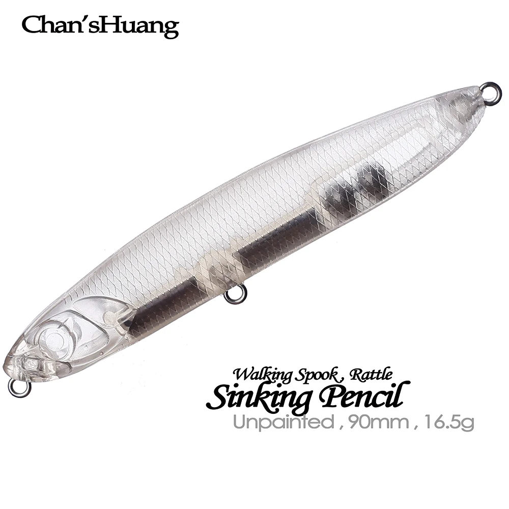 

Chan’sHuang 20PCS Unpainted Blanks Bait 90mm 16g Sinking Rattle Pencil Walking Spook DIY Handmade Artificial Fishing Lure Tackle