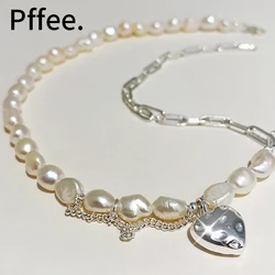 925 Sterling Silver Original Certified Luxury Woman Jewelry Baroque Pearl Necklace Women Heart Chains Pendants Charm Female Gift