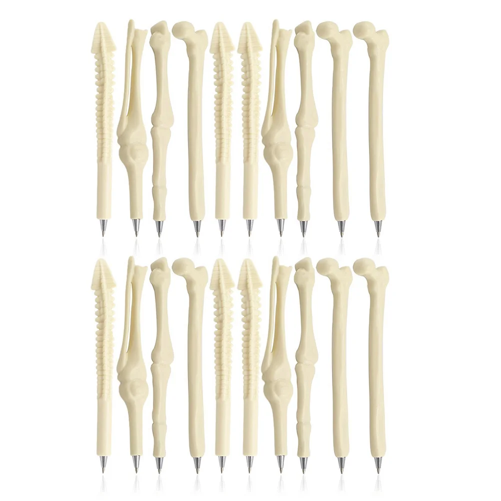 20Pcs Black Ink Bone Shape Pens Solid Plastic Construction Comfortable Write for Healthcare Workers Creative Stationery Set