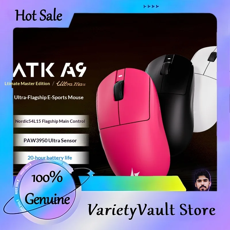 

ATK DragonFly A9 Ultimate Wireless Gaming Mouse 42000DPI 750IPS 8KHz RGB Ergonomic Design for Windows MacOs PAW3950 Ultra