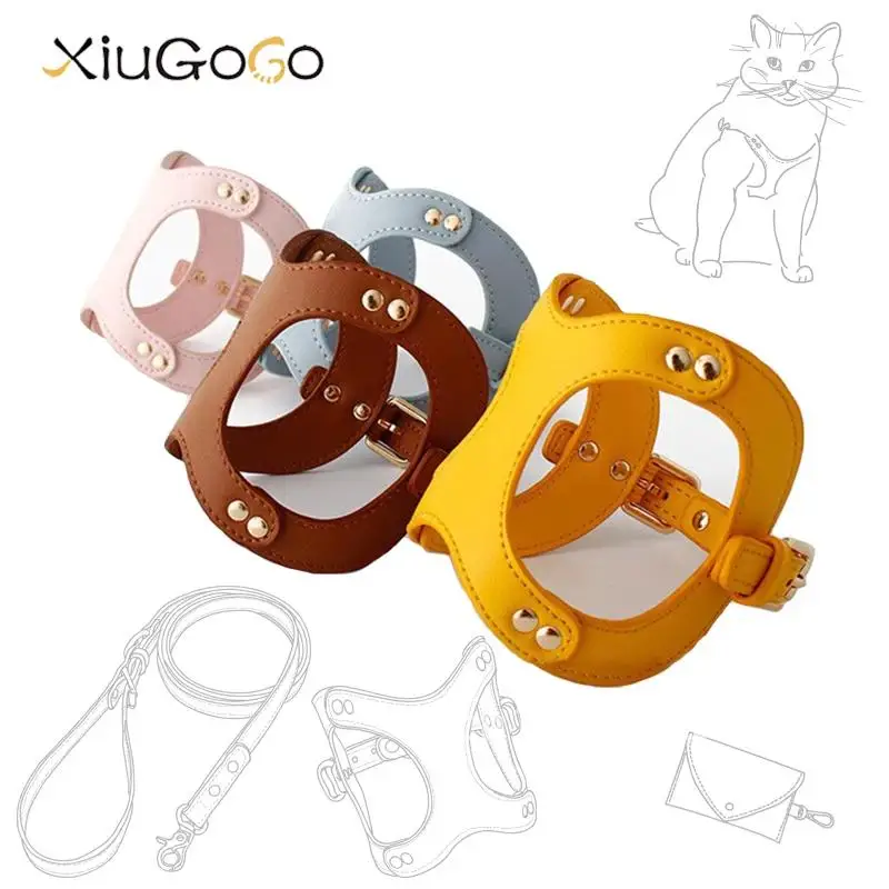 

Leather Cats Walking Harness Leash Set Lightweight Strap Rope Dogs Chain Pet Small Supplies Chest