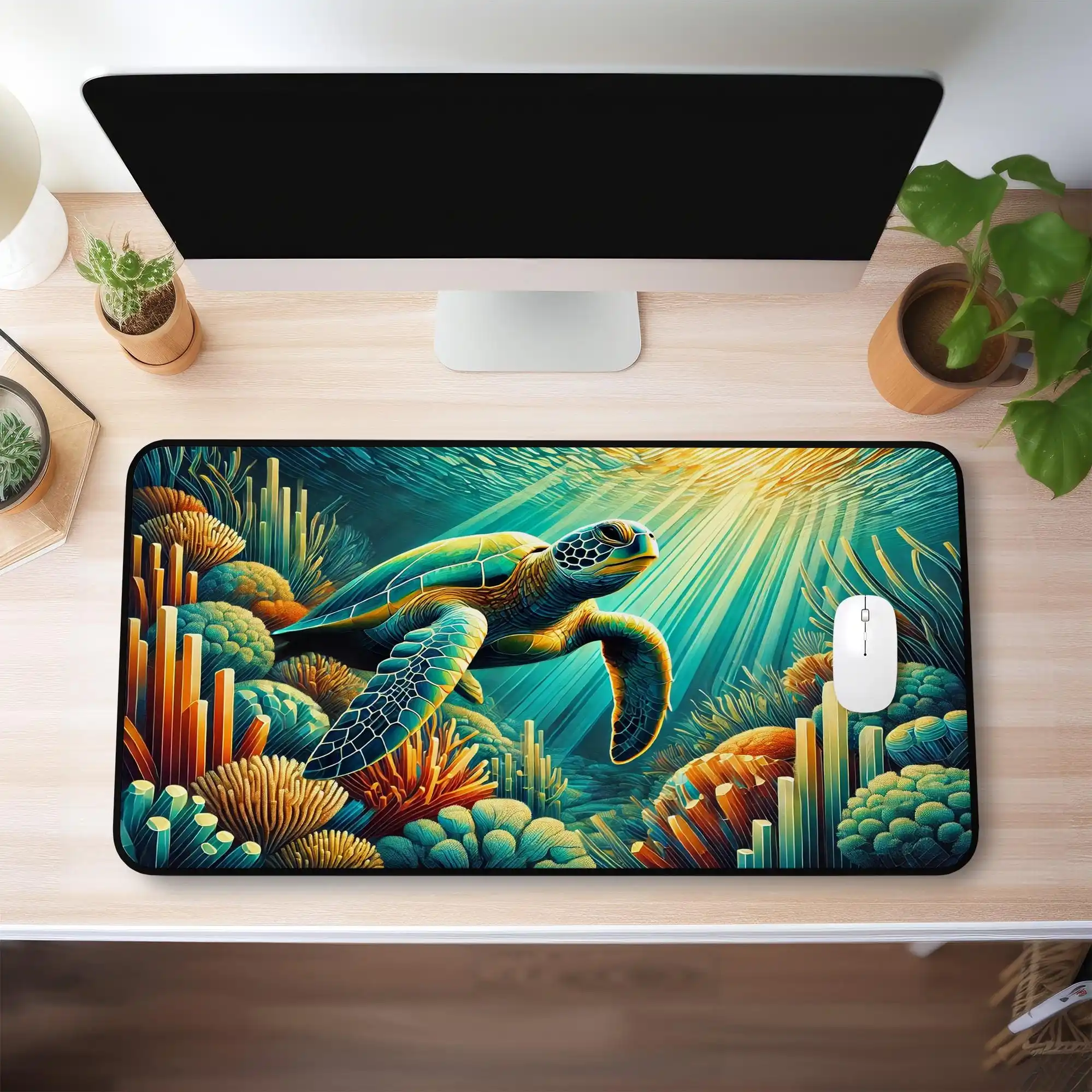 

Sea Turtle Coral Reef Mouse Pad, Non-slip Waterproof Mouse Pad, Office Gaming Desk Decorative Mat, Perfect Gift for Friends.