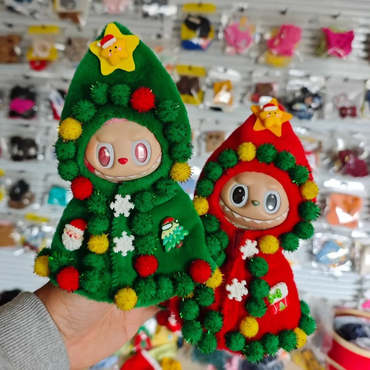 

Кукольная одежда для 17 м Labubu V1 V2 V3, повязка на голову в виде рождественской елки, шаль, плащ, наряд, аксессуары для кукол, Рождественская экипировка Labubu, Ropa