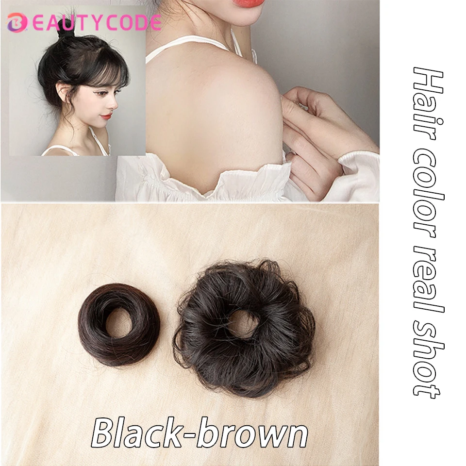 BEAUTYCODE-Hairpieces sintéticos retos elásticos para mulheres, envoltório Scrunchie para coque de cabelo, donut, acessórios Chignon para senhoras