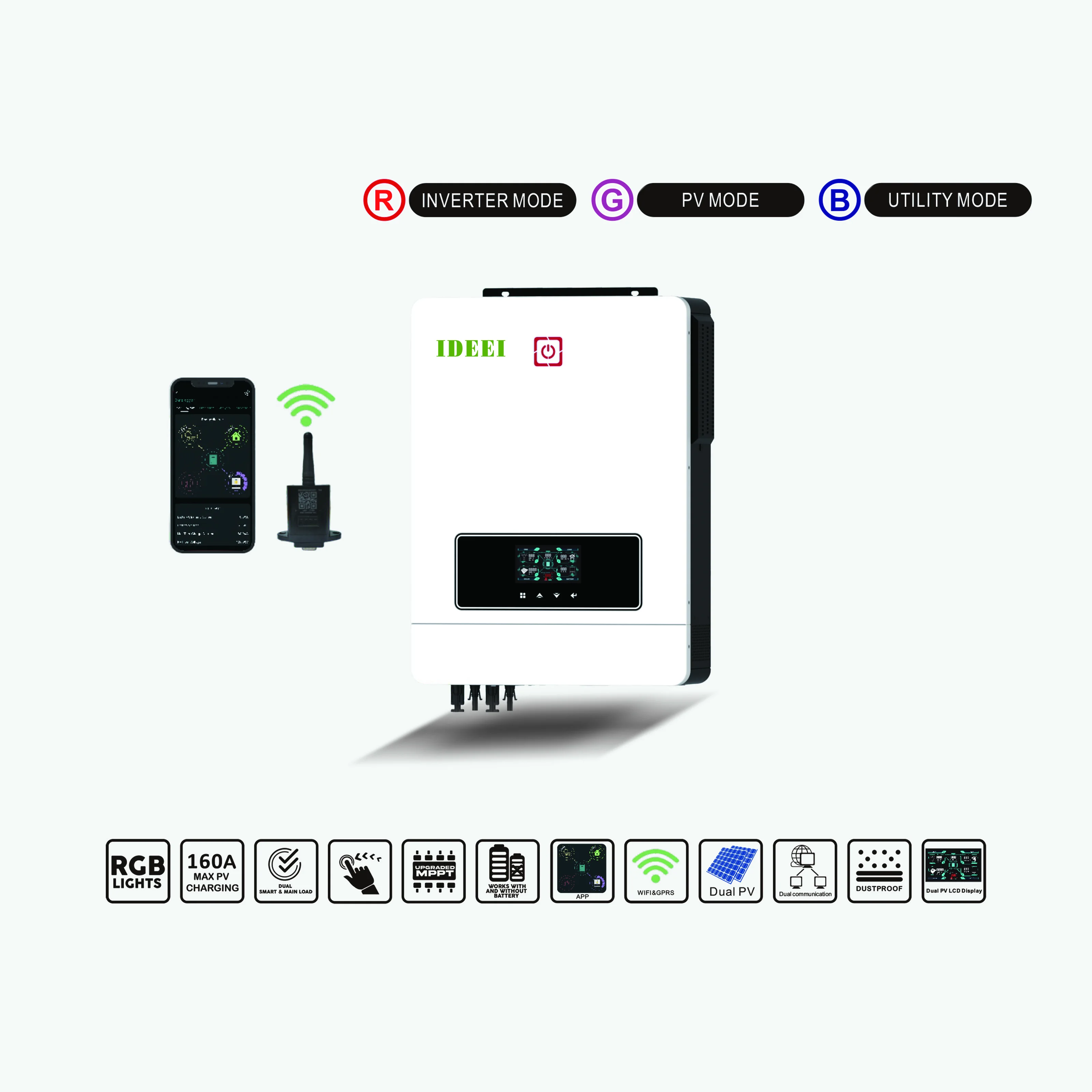 Dual Output off Grid Hybrid Solar Inverter 8.2kW 48V Pure Sine Wave with Battery Compatibility view 3