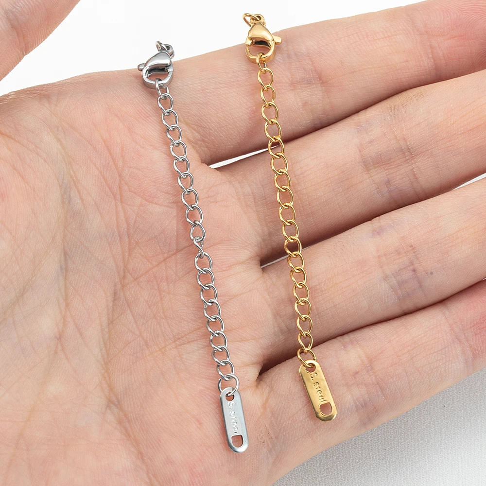 10pcs Stainless Steel Extended Tail Chain With Lobster Clasps Connector for DIY Bracelet Necklace Extension Chain Jewelry Making image 5