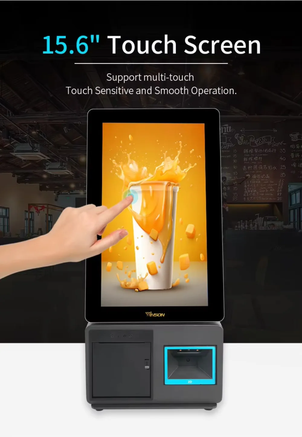 Self-service kiosk POS system 15.6-inch smart touch screen interactive self-service payment fast food restaurant