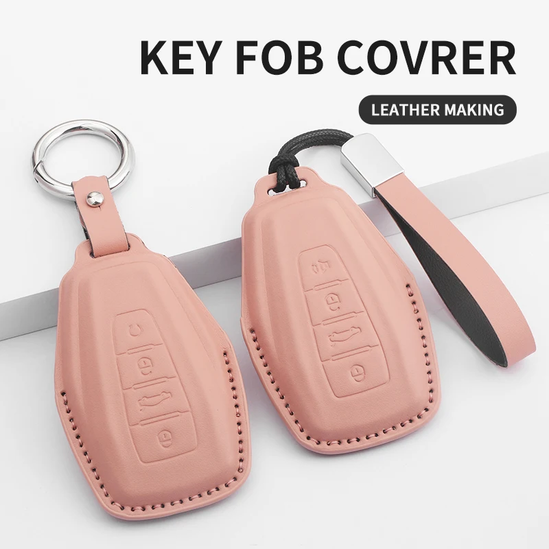 

PU Leather Car Key Case Cover Fob For Geely Coolray X6 Atlas Monjaro Tugella Geometry C Emgrand Global Kulrey Hawk GX7 Okavango