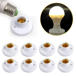 8pcs/lot E27 Screw Cap Socket White Ceiling Light Lamp Bulb Fixing Base Stand Light Bulb Holder Spiral LED Bulb Base