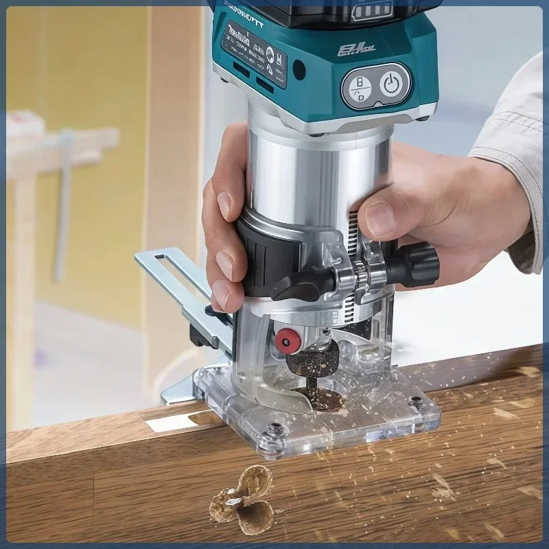 Recortadora inalámbrica DRT50 Makita, máquina cortadora recargable, herramienta de ranurado sin escobillas, fresadora, máquina de grabado de carpintería