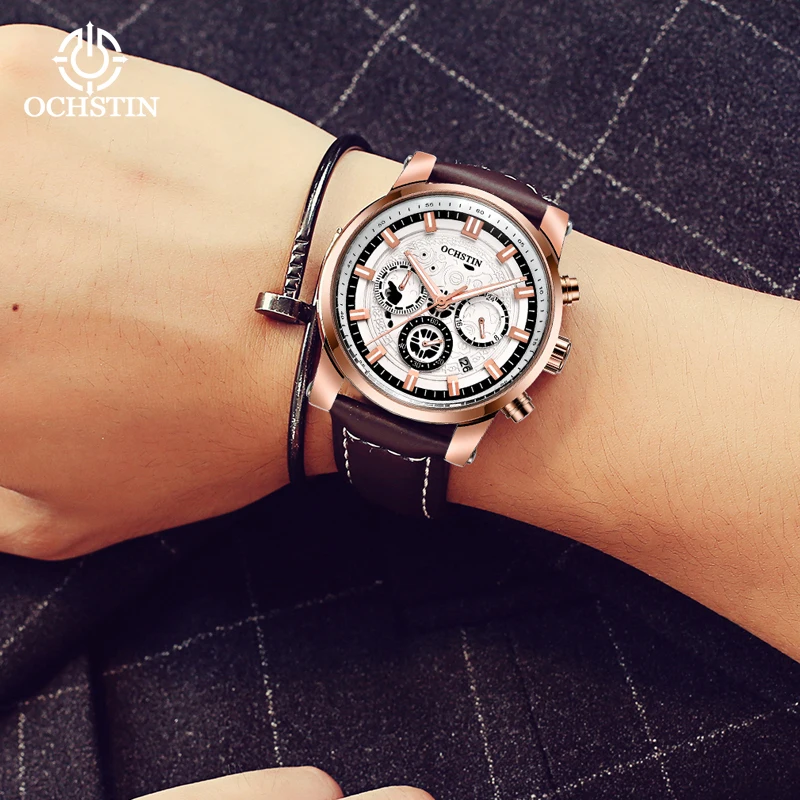 Ochstin 2024 남성용 방수 쿼츠 시계, 다기능 쿼츠 무브먼트, 야광 시계, 새로운 패션