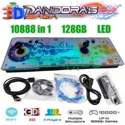 3D Pandora Saga EX Arcade Console, Multiplayer Joysticks, Save Function, LED Box, Retro Game Console, 4 Players, 8000,10888 in 1