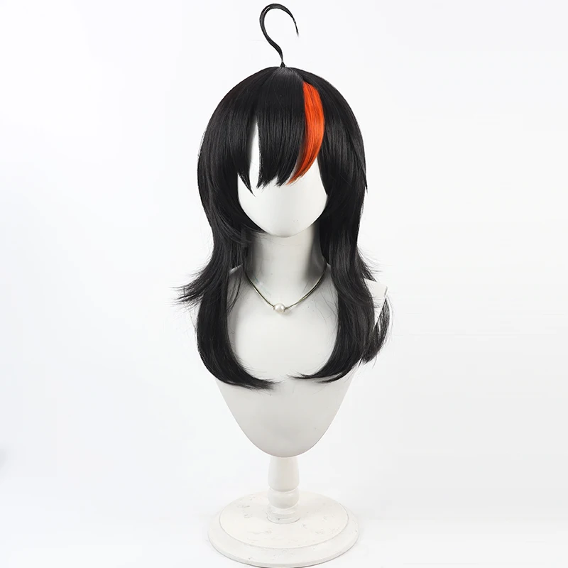 Game Sawatari Koko Cosplay Wig Black medium length with an orange streak Cosplay wig For Comicon Party Adult Women Men