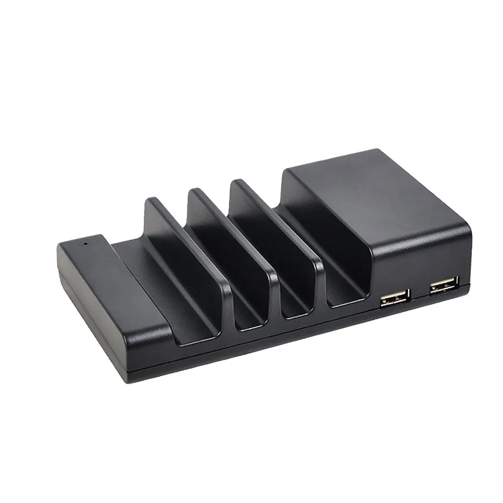 4 Port USB Charger Station Charging Dock Desktop Cell Phone Charger Holder Organizer Eu Plug Black Universal Adjustable Mobile