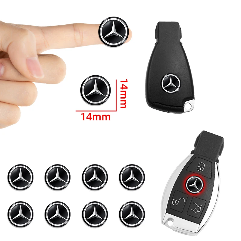 14mm 자동차 원격 키 스티커 알루미늄 엠블럼 데칼 메르세데스 벤츠 AMG 스마트 W205 C300 W203 W206 W108 W124 W126 W140 W168 W169