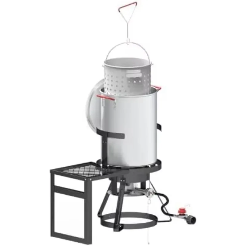 

Fire Riot 30 Quart Turkey With Basket, Outdoor Propane Deep Fryer Stand, 50,000 BTU Cast Iron Burner, Steamer And Seafood Boiler