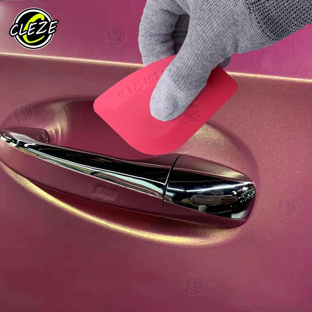 CLEZE Pink Soft Squeegee Blue Flat Scraper Tool for Vinyl Wrap Car Wrapping Label Sticker PPF Window Tint Film Installation Tool