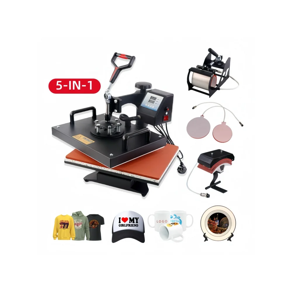 Hot-Selling 5-in-1 Multi-Function Heat Press Machine Semi-Automatic Solution For T-Shirts, Mugs, Hats And Plates