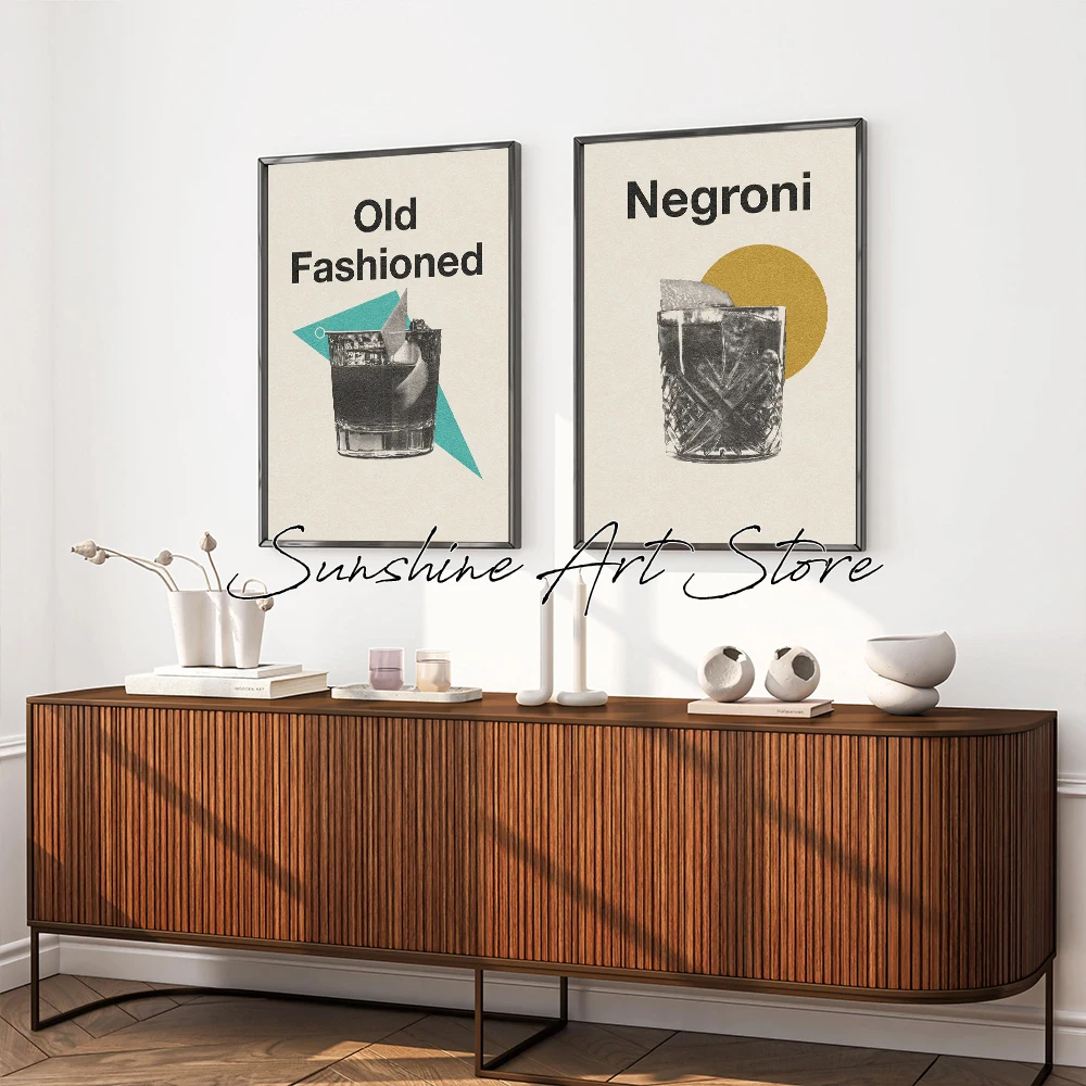 Expresso Martini Mai Tai Mojito Old Fashioned Cocktail Minimalist Poster Drinks Kitchen Bar Decor Canvas Painting Wall Pictures