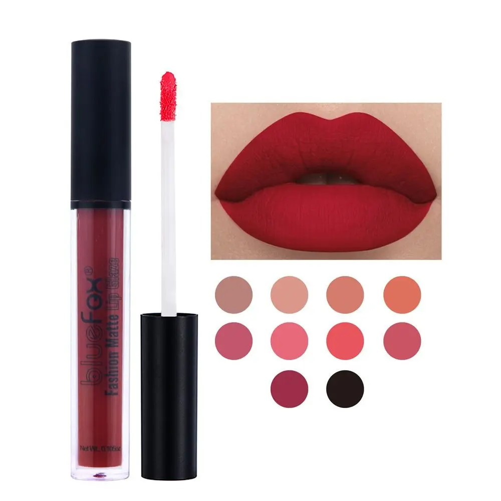 Opaque Color 10 Colors Matte Lip Gloss Makeup Waterproof Lip Glaze Nude Black Lip Stick Beauty Makeup