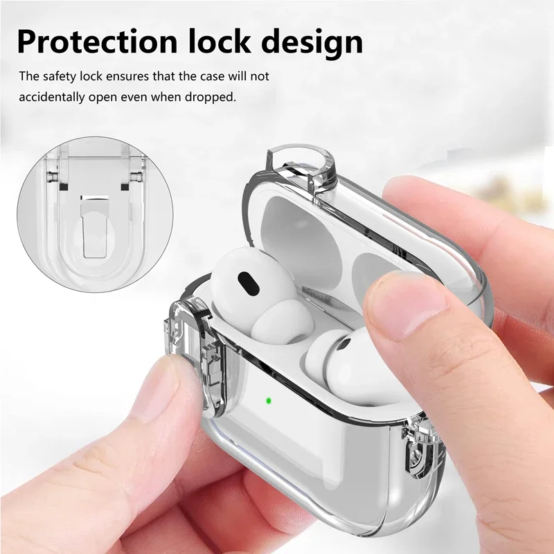 For Airpods Pro 2 TPU+PC Clear simplicityHeadphone Protective Shell For AirPods 4 3 2 1 Earphone Transparent Casewith keychain