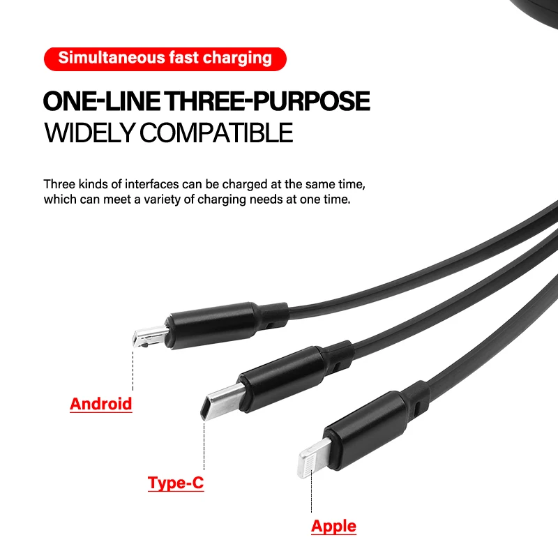 3 في 1 مايكرو USB نوع C كابل شحن شاحن متعدد لكزس CT200H ES250 ES300H IS250 IS200 GS300 GS460 GX470 LS400 LX470