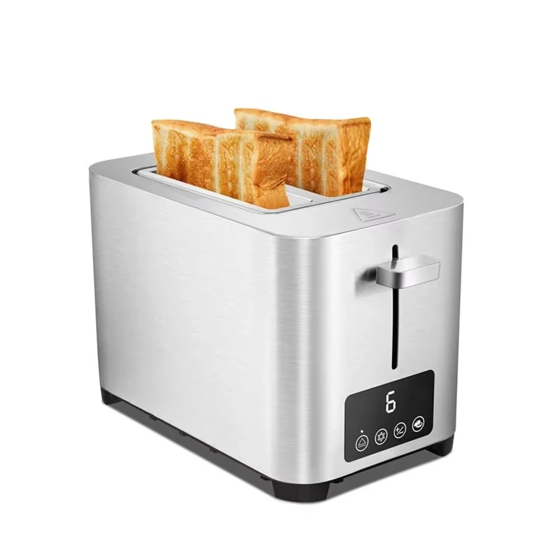 

Электрический бытовой тостер для хлеба с ЖК-дисплеем из нержавеющей стали, 750 Вт, 2 ломтика и сенсорным экраном