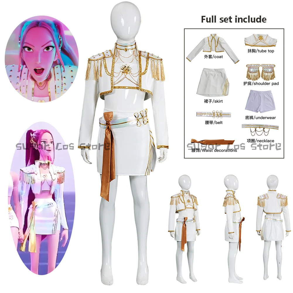 

Детский карнавальный костюм Kpop «Охотники на демонов» Huntrix Mira, белый костюм, детский костюм для девочек идолов, наряды для ролевых игр, реквизит для карнавала на Хэллоуин