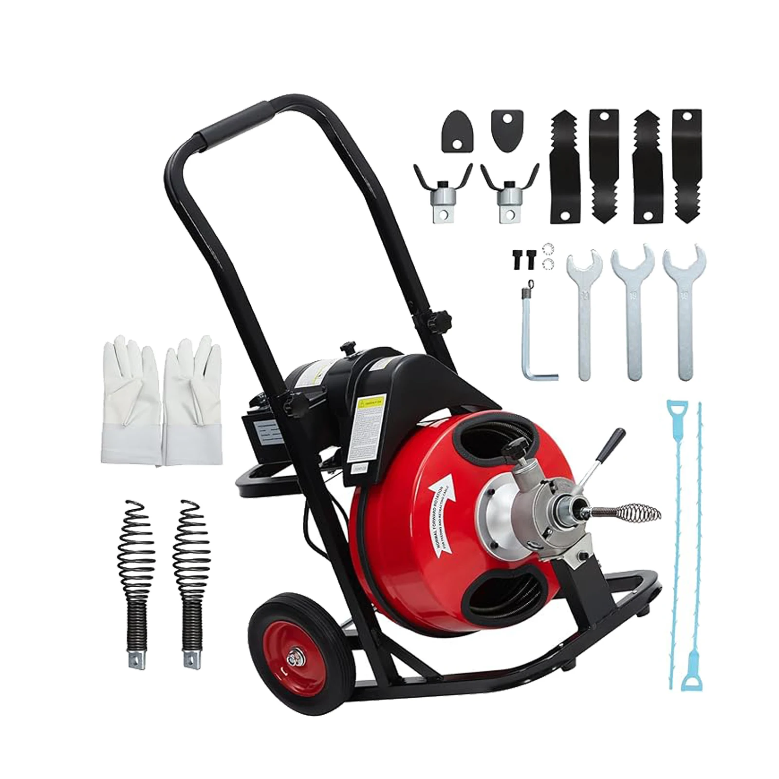 

75 FT x 1/2 Inch Portable Drain Snake with 250w Motor, Snake Drain Hair Removal Tool with 9 Cutters and Pneumatic Foot Switch, Drain Snake Hair Drain Clog Remover Fit 1 Inch to 4 Inch Pipes