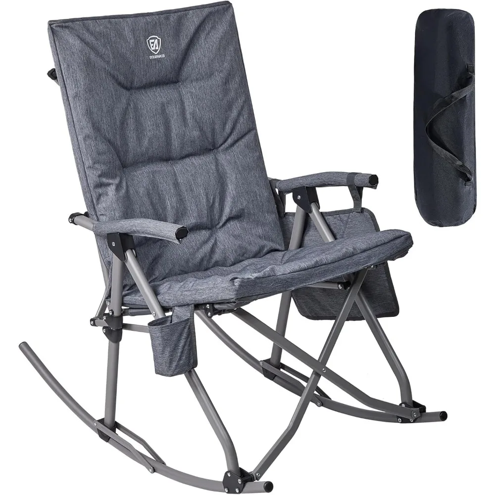 

Oversized Folding Rocking Camping Chair, Padded Portable Rocker Chair for Patio, Lawn and Outdoors, Heavy Duty Hard Armchair