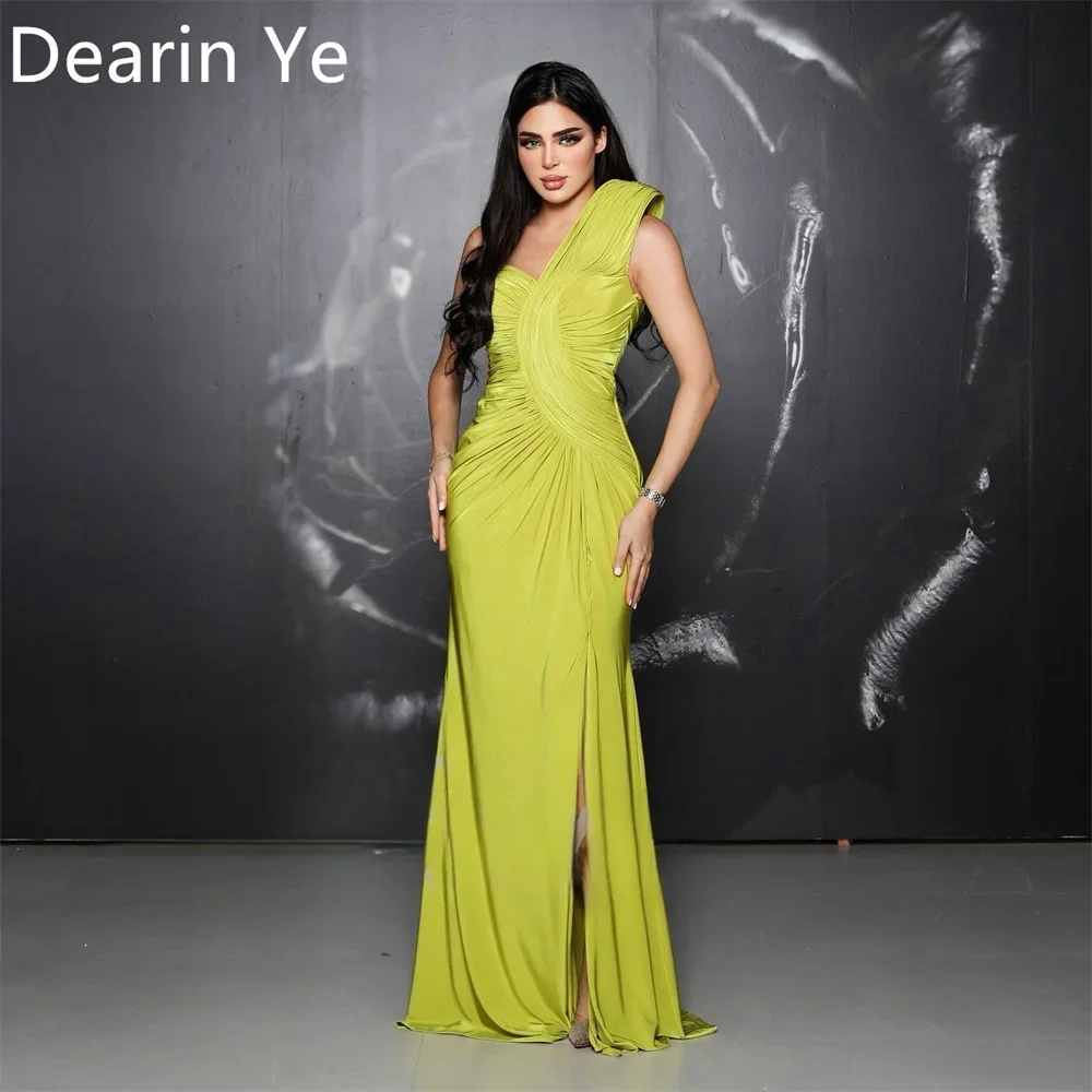 Customized Prom Gown Dearin One-shoulder Column Floor Length Open Back Vertically Bespoke Occasion Dresses Formal Evening Dress