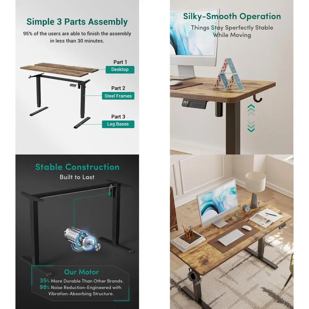 

Электрический регулируемый по высоте стол 55x24, эргономичная рабочая станция для работы сидя и стоя, цвет рустик-коричневый