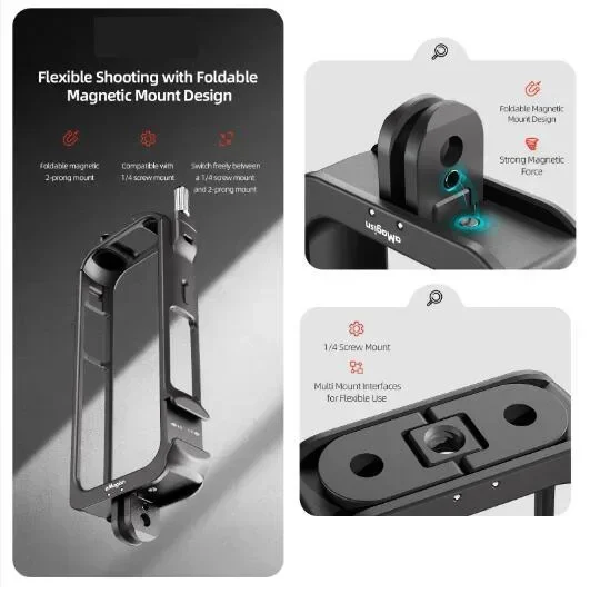 HAFOKO Sport Camera Protective Cold Shoe Case Metal Frame Rabbit Cage With Lens Protection Camera Accessories For insta360 x4