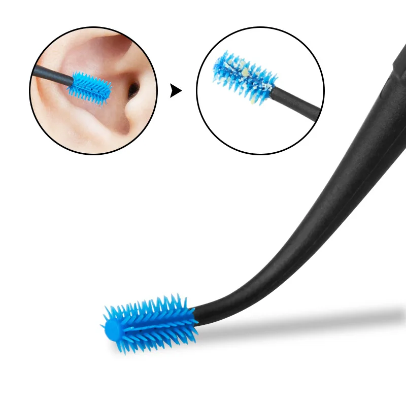 Soft Silicone Ear Pick Double-ended Earpick Ear Wax Curette Spiral Design Remover Ear Cleaner Spoon Spiral Ear Clean Tool