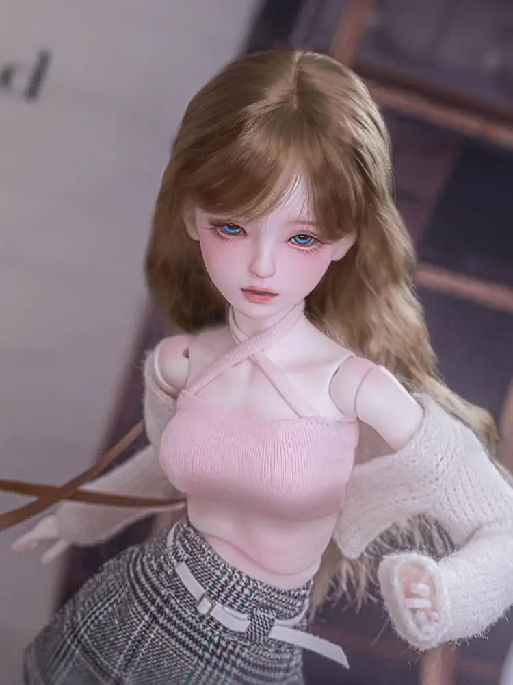 1/4Luna BJD ตุ๊กตาดอกไม้เค้กรูปผู้หญิงกลุ่มสตรีทถ่ายภาพสวมใส่ทุกวันชุดกางเกงยีนส์ถักนิตติ้งตุ๊กตาแต่งหน้าของเล่นเรซิน