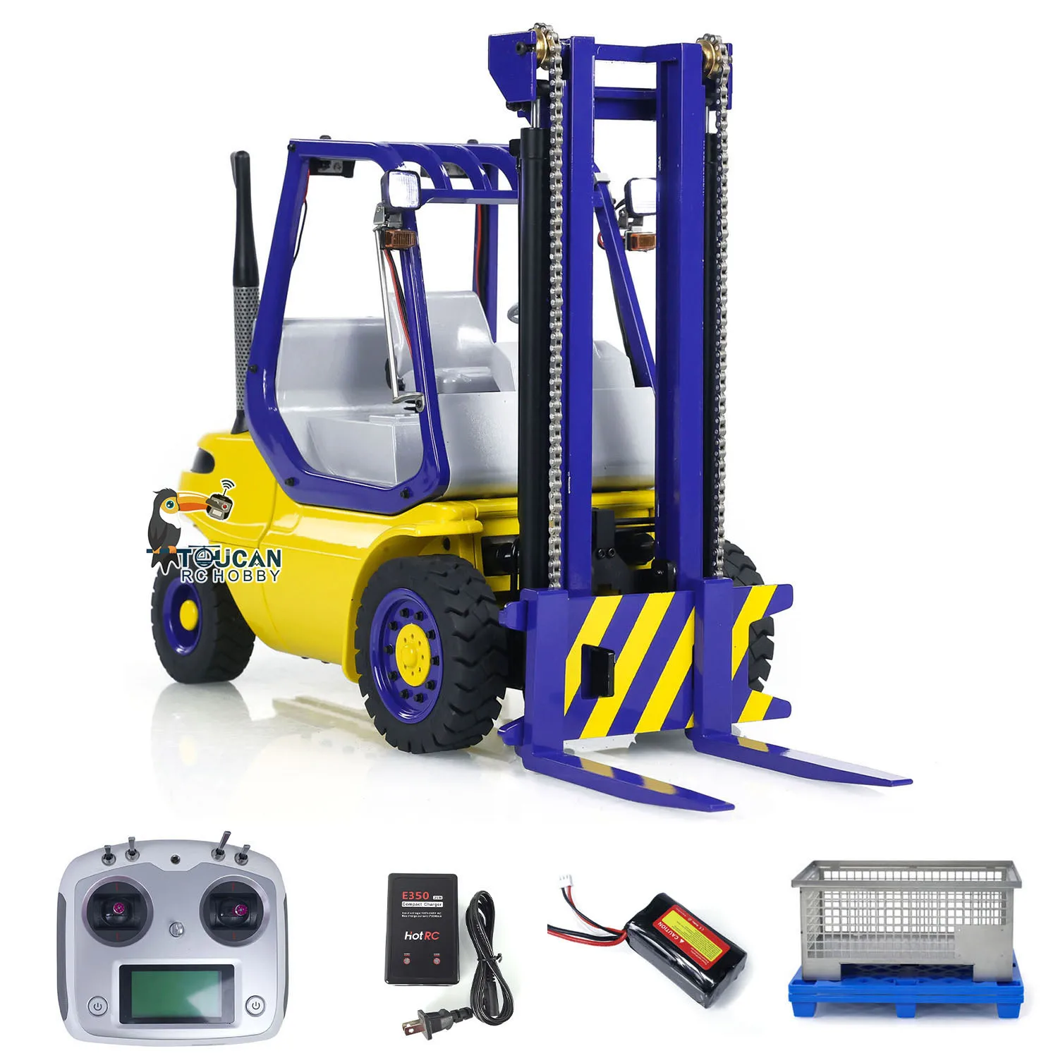 Spielzeug 1/14 RTR RC Hydraulischer Gabelstapler Metallräder Transfer DIY lackiert fertig Auto Gabelstapler LKW Licht Sound Modell THZH1983