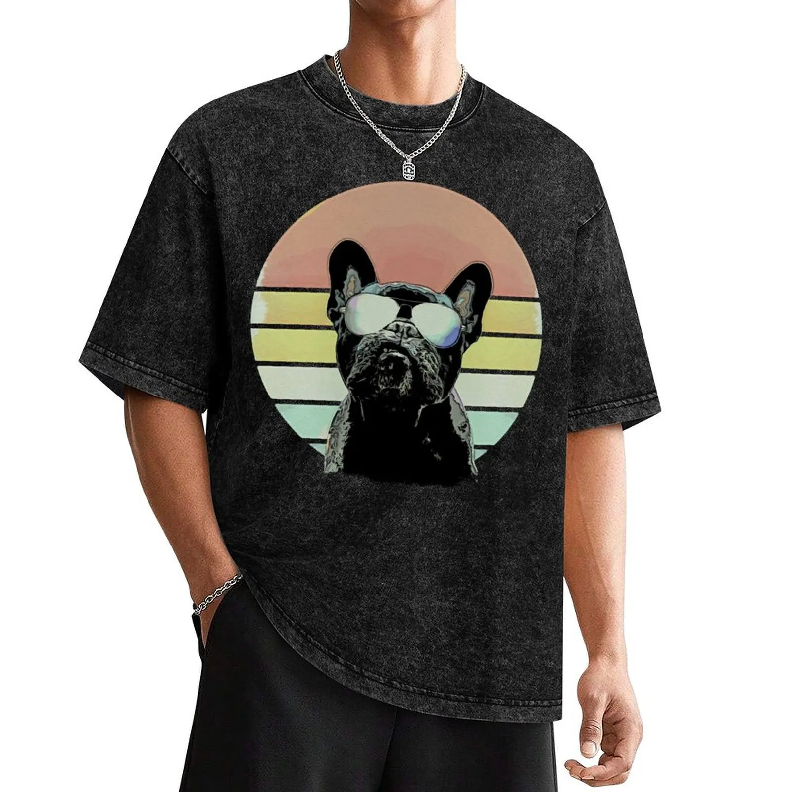 

French bulldog lovers, 80s style vintage T-Shirt luxury t-shirt summer 2025 for a boy Man t-shirt Short sleeve tee men