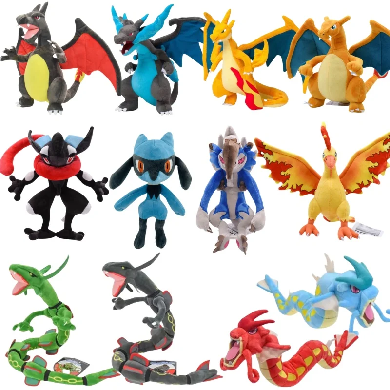 

Pokemon Plush Toy Anime Character Dolls CharizardX&Y Lucanroc Charmander Moltres Lucario Black Greninja Rayquaza Plush Toy