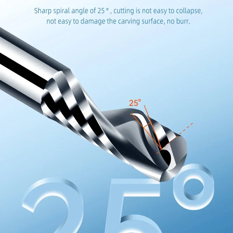 10PC 5A TOP 1.0/1.5/2.0/2.5/3.175/4/5/6mm Single Flute End Mill Carbide Cnc Router Bits For Acrylic PVC Milling Cutter